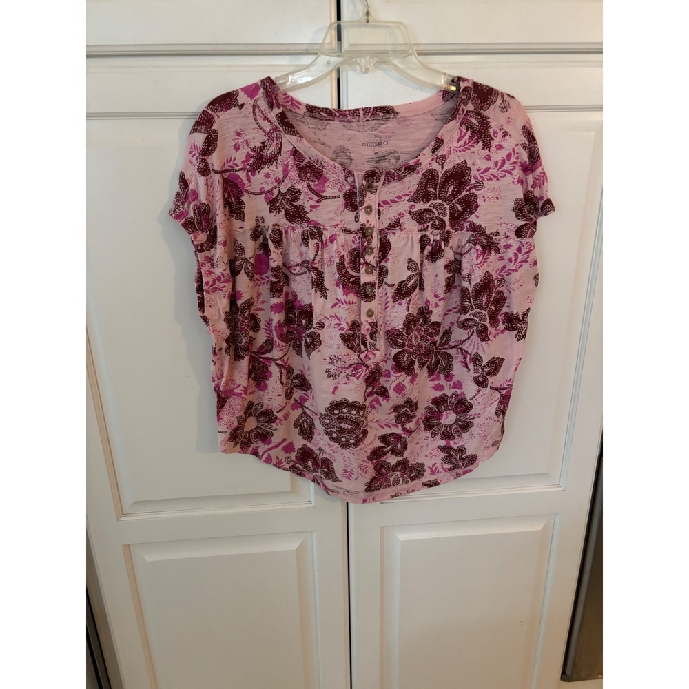 Pilcro Pink Floral Short-Sleeve Blouse